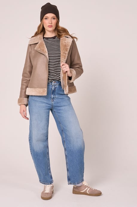 Faux Shearling Cropped Aviator - Image 3