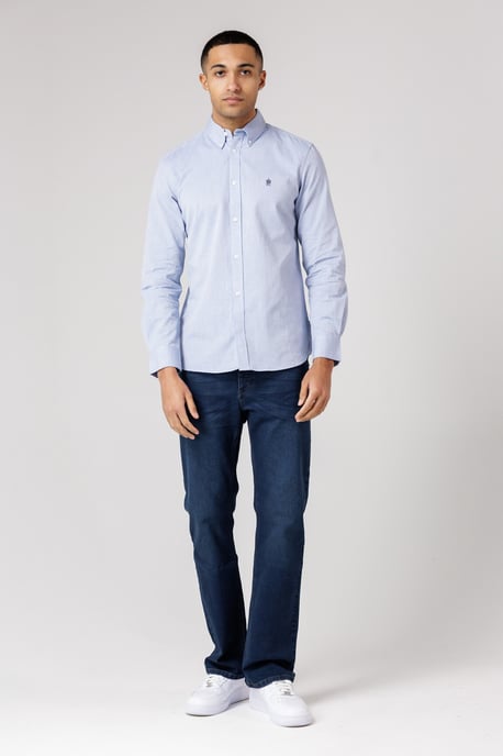 Blue Cotton Long Sleeve Oxford Shirt - Image 4