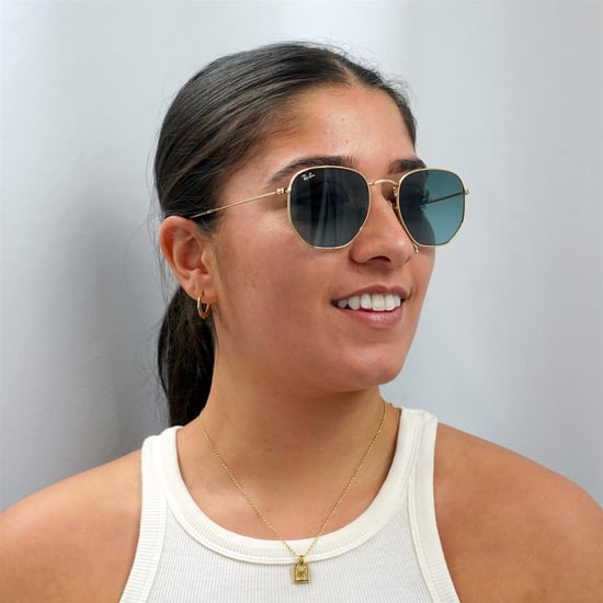 Ray-Ban Square Unisex Gold Blue Grey Gradient Sunglasses - Image 5