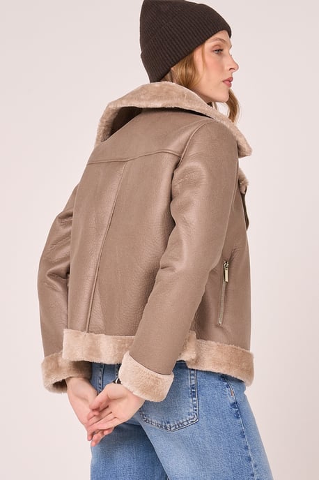 Faux Shearling Cropped Aviator - Image 4