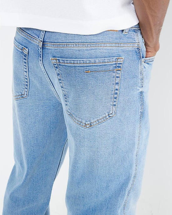 River Island Mens Tapered Jeans Blue Fit Denim Button Zip - Image 2