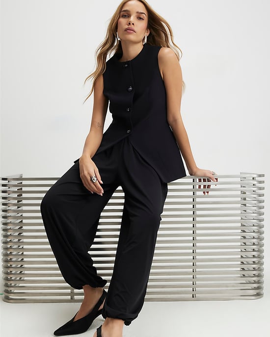 River Island Womens Waistcoat Black Tailored Sleeveless Button - Image 2