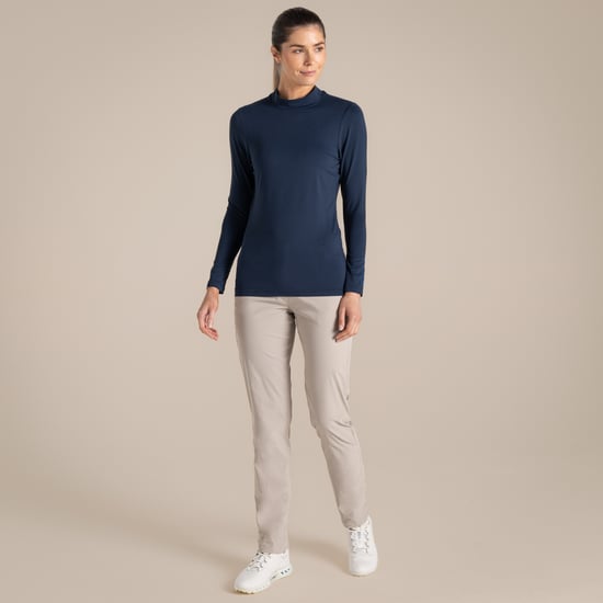 Craghoppers Womens/Ladies Nosilife Mock Neck Long-Sleeved Golf T-Shirt (Blue Navy) - Image 1