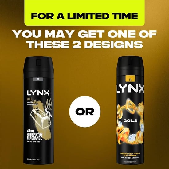 Lynx XL 48-H High Definition Fragrance Gold Body Spray Deodorant 3 Pack, 200ml - Image 2