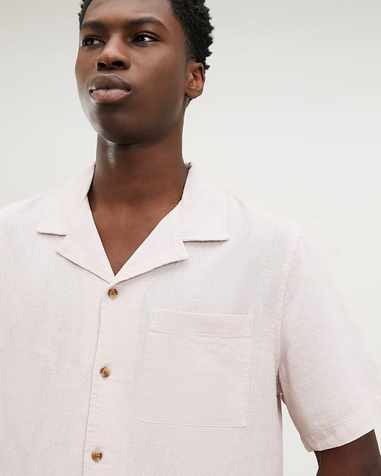 River Island Mens Shirt Pink Regular Fit Linen Blend Short Sleeve - Image 2