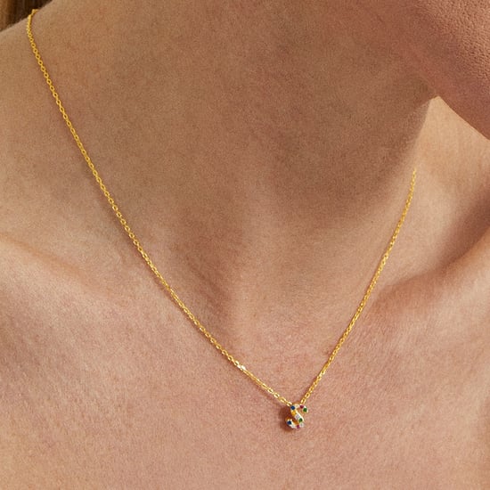 Luxenter Sterling Zilver 925 collier met Veelkleurige Zirkonia afgewerkt in 18K geel goud - Alfabet - Image 3
