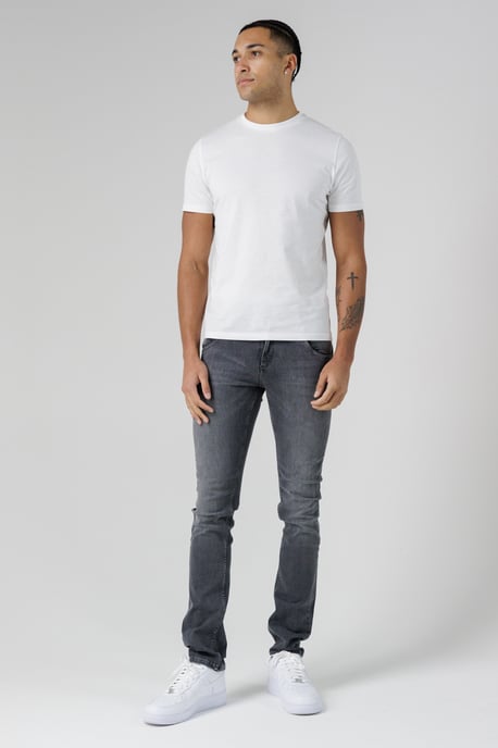 Grey Organic Cotton Blend Skinny Mid-Rise Denim Jeans - Image 3
