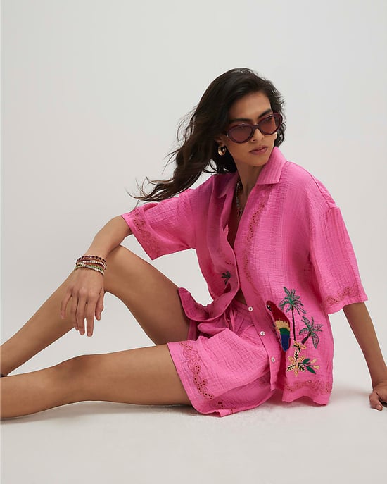 River Island Womens Shorts Pink Neon Embroidered Cutwork Elasticated - Image 3