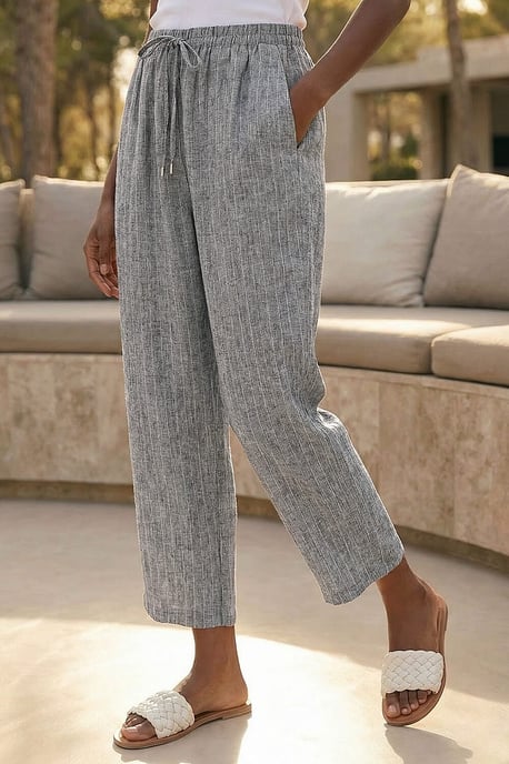 Petite Metallic Stripe Cropped Trouser - Image 2