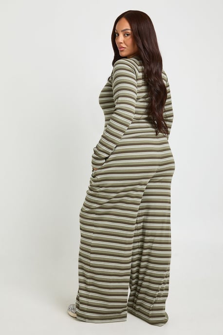 Plus Stripe Wide Leg Trousers - Image 2