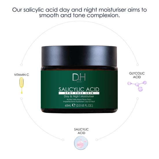 Dr H Salicylic Acid Anti-Ageing Day & Night Moisturiser 50ml for Acne, Blemishes, Large Pores, Dullness - Image 2