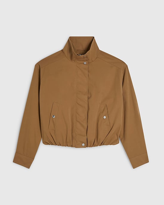 River Island Womens Bomber Jacket Beige Funnel Neck Long Sleeve - Image 6