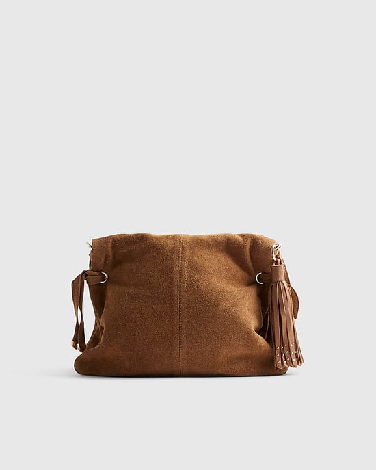 River Island Womens Shoulder Bag Brown Suede Tassel Chain Popper - Image 2