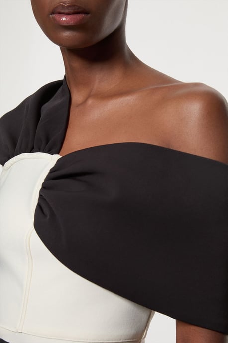 Figure Form Bandage Knit Asymmetric Strap Top - Image 2
