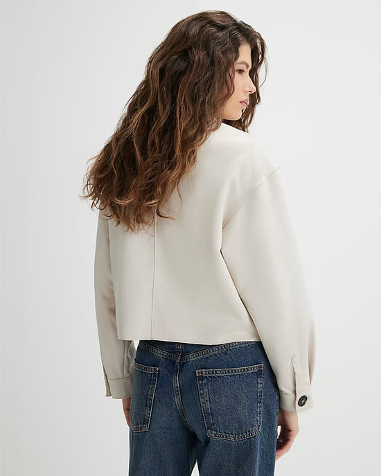 River Island Womens Overshirt Stone Faux Suede Long Sleeve - Image 4
