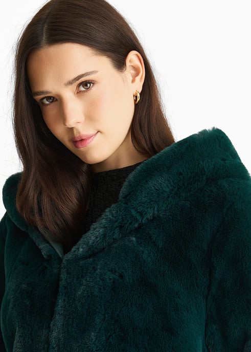 Hooded Faux Fur Jacket - Image 2