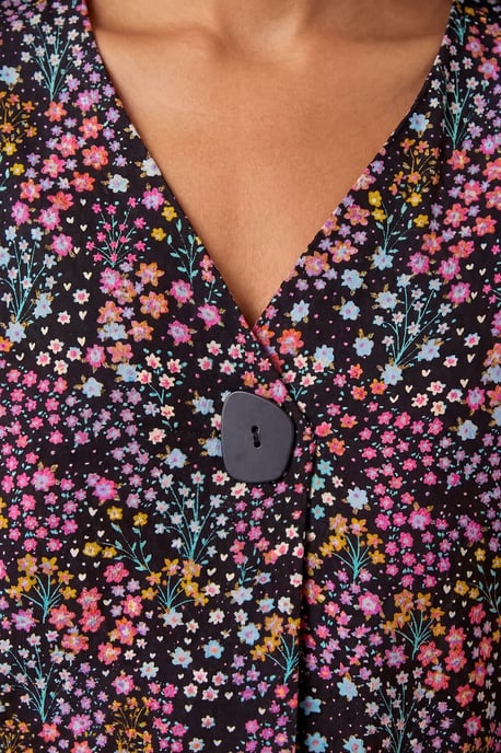 Ditsy Floral V-Neck Kimono Top - Image 4