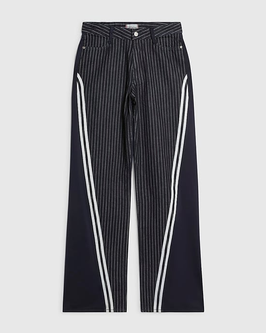 River Island Womens Straight Jeans Navy Relaxed Leg Stripe Hybrid - Image 6
