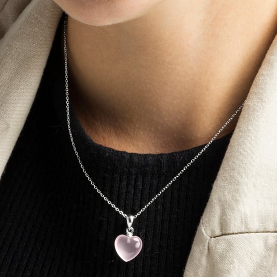 Sterling silver necklace made of 925 sterling silver and rose quartz rhodium plated finish - Image 3