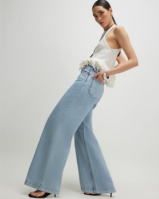 River Island Womens Wide Leg Jeans Blue 5 Pocket Denim - Image 2