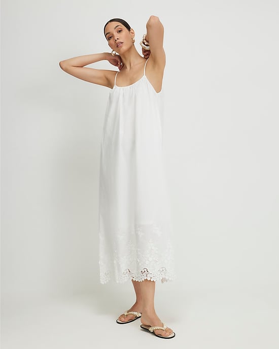 River Island Womens Midi Dress White Schiffli Knit Hybrid Round Neck - Image 4