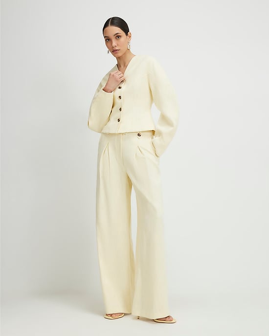 River Island Womens Jacket Yellow Linen Look Cocoon Sleeve Seamed - Image 4