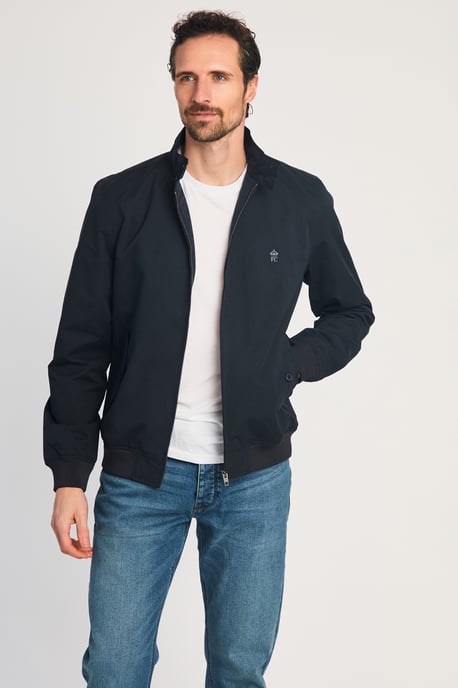 Navy Funnel Neck Harrington Jacket - Image 5