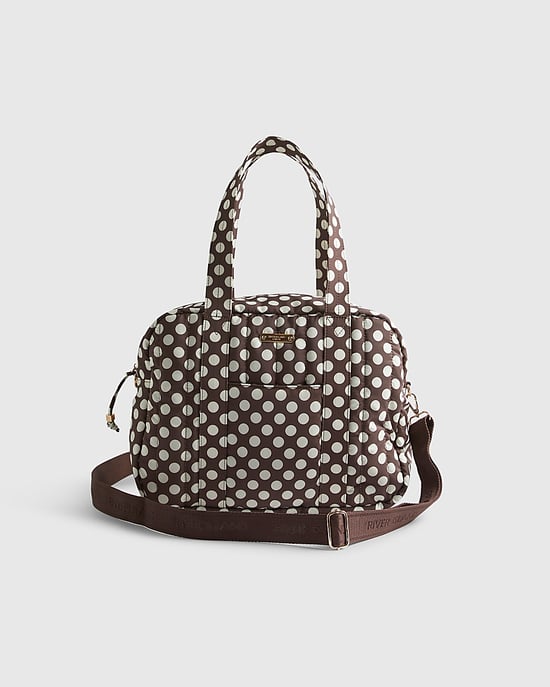 River Island Womens Holdall Bag Brown Polka Dot Quilted Zipped Zip - Image 4