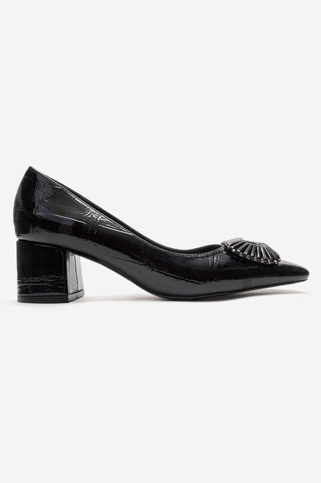 Velora Buckle Square Toe Block Heel Pump - Image 4