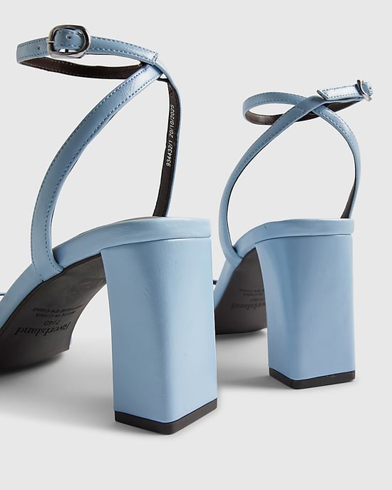 River Island Womens Heels Blue Mid Block Buckle Strap Backless - Image 4