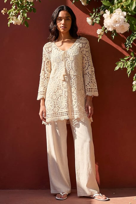 Crochet Tie Front Knit Tunic
