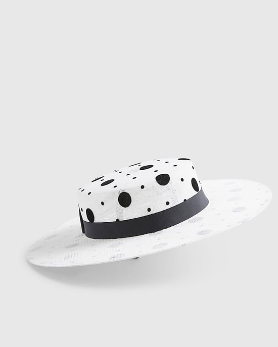 River Island Womens Boater Hat Beige Sasha Polka Dot Edwina Ibbotson - Image 4