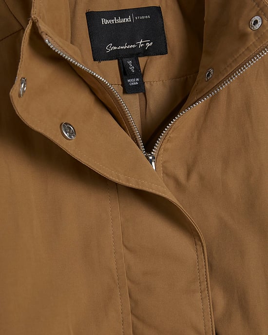 River Island Womens Bomber Jacket Beige Funnel Neck Long Sleeve - Image 5
