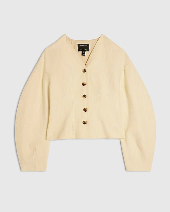 River Island Womens Jacket Yellow Linen Look Cocoon Sleeve Seamed - Image 6