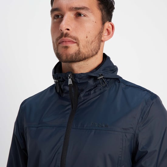 Craven Mens Waterproof Packaway Jacket Navy - Image 4