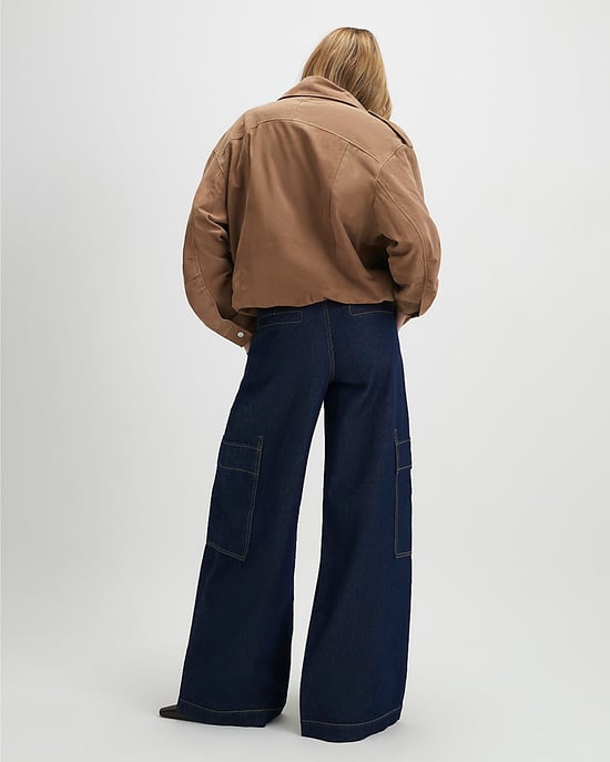 River Island Womens Baggy Jeans Blue Mid Rise Combat - Image 4