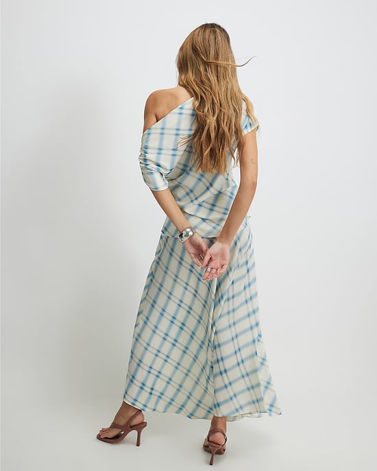 River Island Womens Maxi Skirt Blue Check Elasticated Waist - Image 3