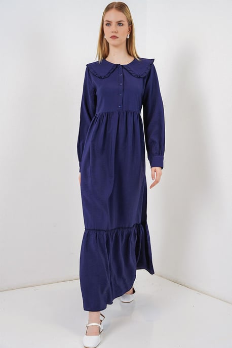 Maxi-jurk met babykraag en knoopsluiting - Image 3