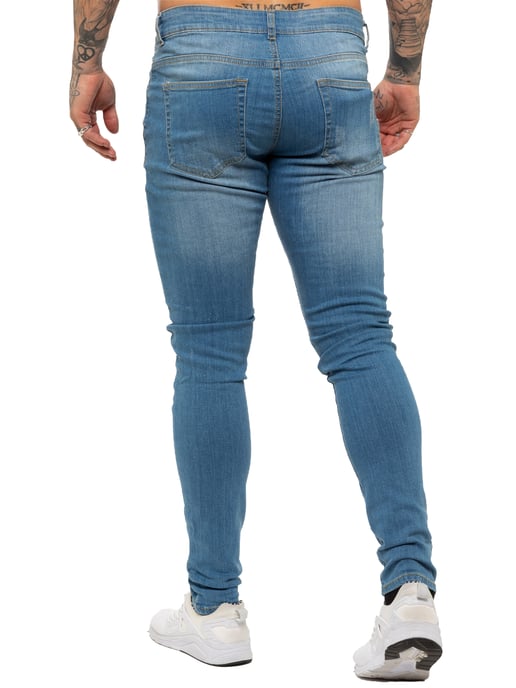 Enzo Mens Skinny Ripped Jeans - Image 2