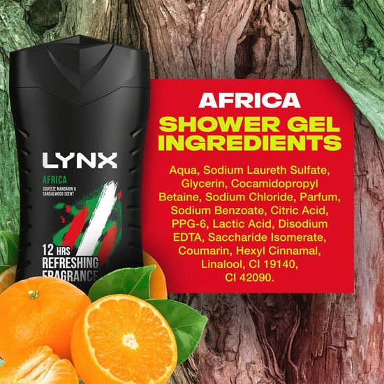 Lynx Africa 12-H Refreshing Fragrance Shower Gel Body Wash for Men, 6x225ml - Image 6