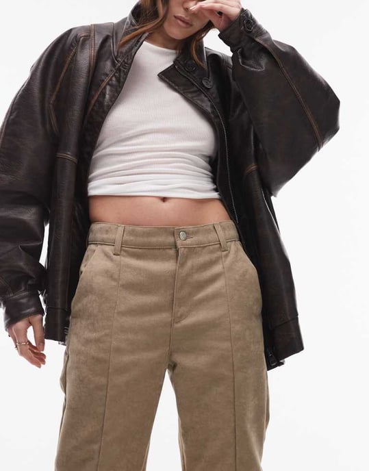 Topshop imitación gam suede korta kick flare byxor i ljus beige - Image 3