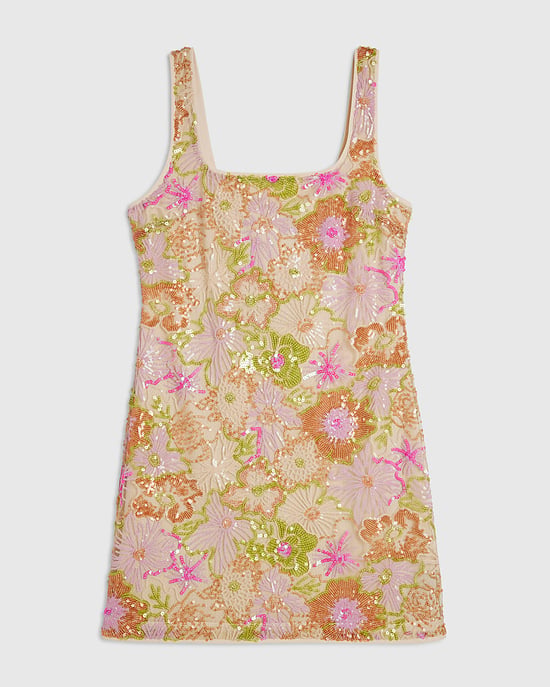 River Island Womens Mini Dress Pink Floral Sequin Cornelli Zip - Image 6