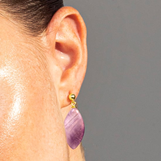 Luxenter ayom earrings made of 925 sterling silver and natural amethyst finished in 18K gold plating - Image 3