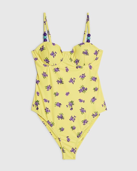 River Island Womens Swimsuit Yellow Floral Underwired - Image 5