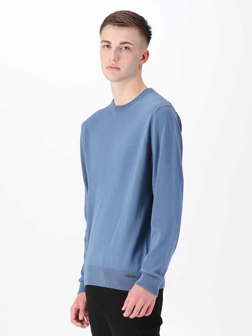 Luke 1977 Men's Noah Super Fine Crew Knit Jumper in Blue - Image 3