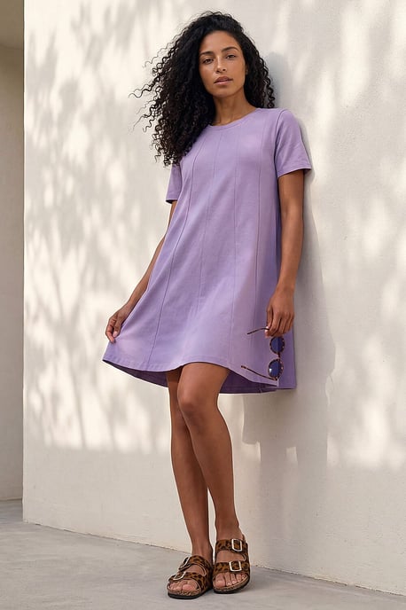 Cotton Panelled Swing Stretch Dress - Image 2