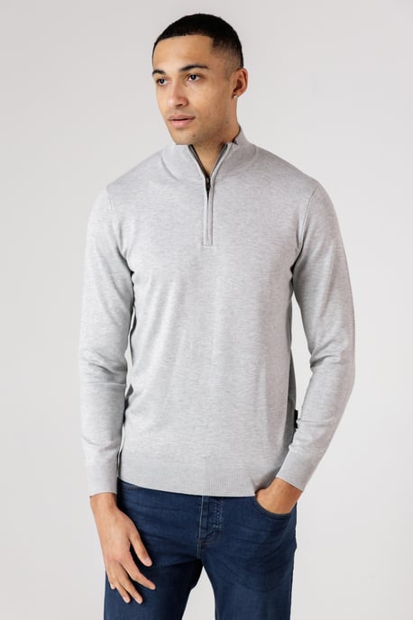 Light Grey 1/2 Zip Knitted Jumper - Image 4