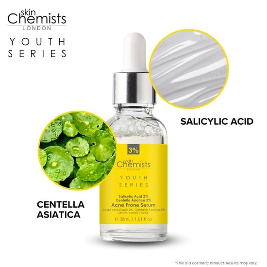 skinChemists Anti-Ageing Acne Prone Serum Salicylic Acid 2%, Centella Asiatica 3% 30ml for Acne, Blemishes, Large Pores - Image 2