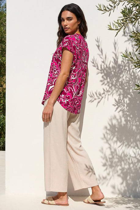 Textured Floral Print Tunic Top - Image 3