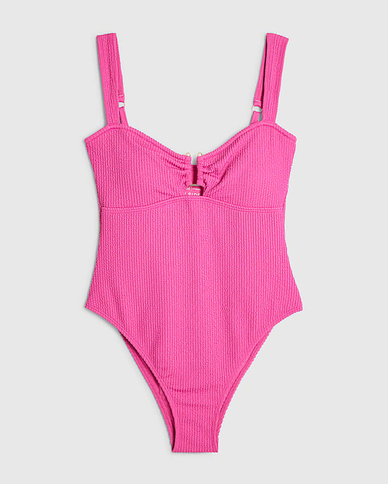 River Island Womens Swimsuit Pink Metal Trim Textured - Image 6